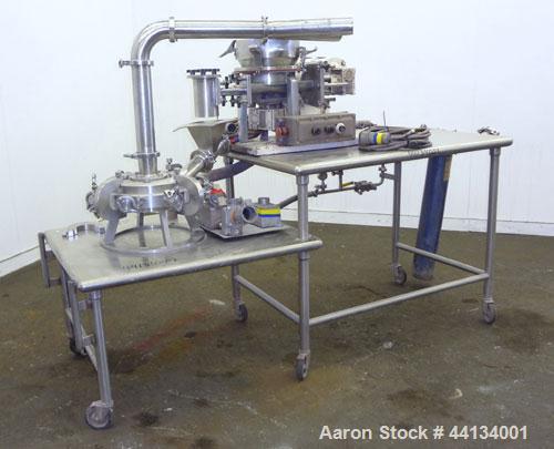 Used Jet Pulverizer Micron-Master Jet Mill, Size 12.  304 Stainless steel and tungsten carbide product contact areas. 12” Diameter chamber, typical feed rate 25-250 pounds an hour, air required 225 S...