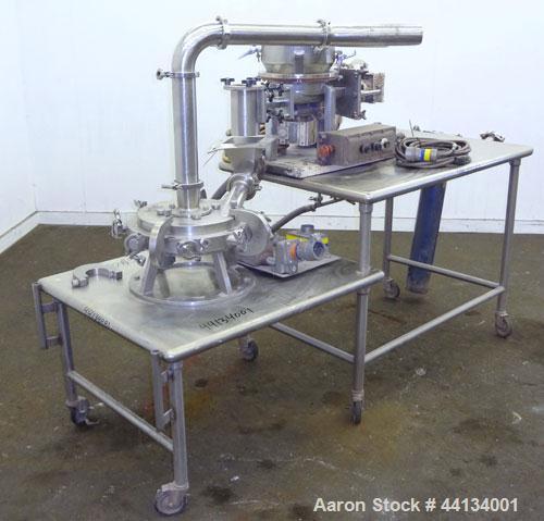 Used Jet Pulverizer Micron-Master Jet Mill, Size 12.  304 Stainless steel and tungsten carbide product contact areas. 12” Diameter chamber, typical feed rate 25-250 pounds an hour, air required 225 S...