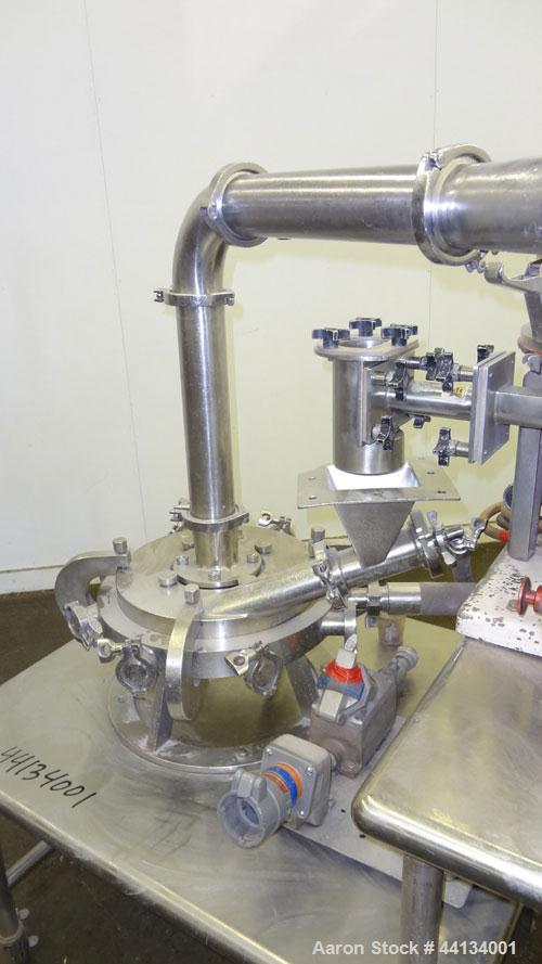 Used Jet Pulverizer Micron-Master Jet Mill, Size 12.  304 Stainless steel and tungsten carbide product contact areas. 12” Diameter chamber, typical feed rate 25-250 pounds an hour, air required 225 S...