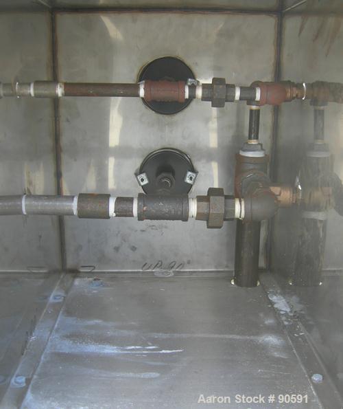Used Sturtevant Micronizer Jet Mill, 316 Stainless Steel. Approximately 8" diameter x 1" deep chamber. Includes a cyclone with collection jar. Mounted on a stainless steel frame with casters.