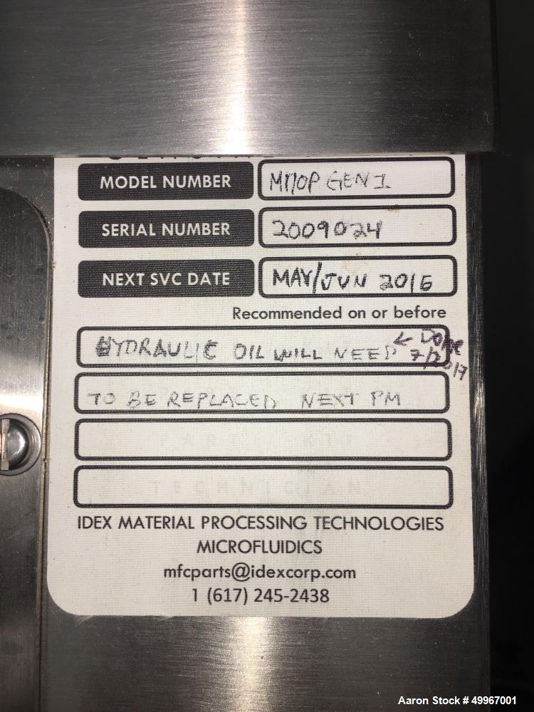 Used Microfluidics Lab Scale M-110P Microfluidizer