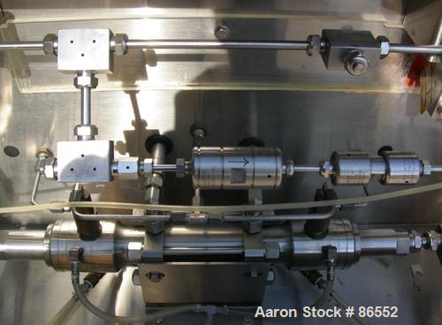 Used Microfluidics Lab Microfluidizer Electric-Hydraulic Processor, Model M140K, 304 Stainless Steel. Unit designed for high shear rates, maximizing the energy per unit fluid volume resulting in unif...