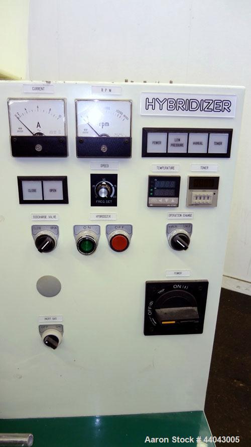 Used Nara Machinery Hybridization System, Model NHS-0, 304 Stainless Steel. Consists of (1) Model O.M. Dizer, approximate capacity 60 gram batch, 80-1600 rpm. Designed for powder mixing with an agita...
