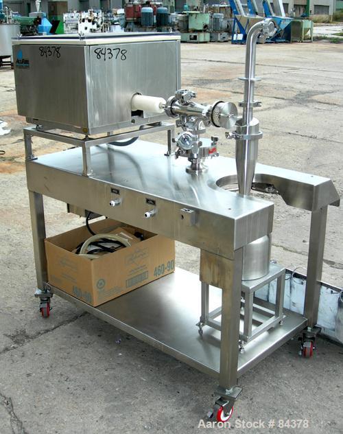 Used Sturtevant Sanitary Micronizer, Model 4SDM, Sanitary Design, 304 stainless steel. 4" diameter chamber. Requires 55 compressed air/gas scfm. Approximate 2-40 pounds an hour capacity. Includes an ...