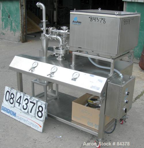 Used Sturtevant Sanitary Micronizer, Model 4SDM, Sanitary Design, 304 stainless steel. 4" diameter chamber. Requires 55 compressed air/gas scfm. Approximate 2-40 pounds an hour capacity. Includes an ...
