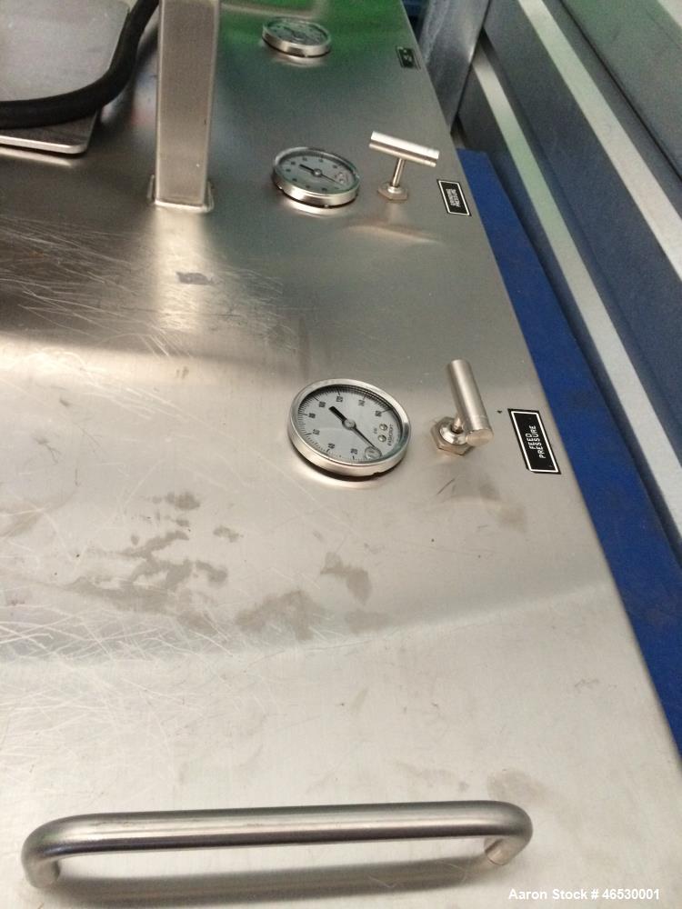 Used Sturtevant SDM4 Micronizer, Stainless Steel. (1) SDM4 table, parts and accessories. (1) Technweigh S5 Volumetric Feeder, 120 Volt, 1 speed, dual drive, digital batch timer, model 5. 1/8hp Motor....