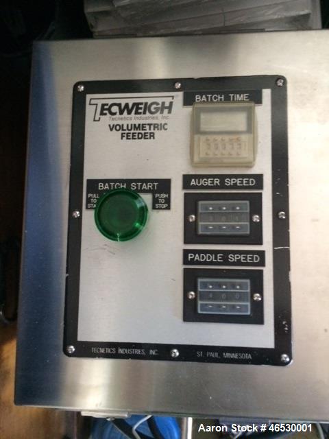 Used Sturtevant SDM4 Micronizer, Stainless Steel. (1) SDM4 table, parts and accessories. (1) Technweigh S5 Volumetric Feeder, 120 Volt, 1 speed, dual drive, digital batch timer, model 5. 1/8hp Motor....