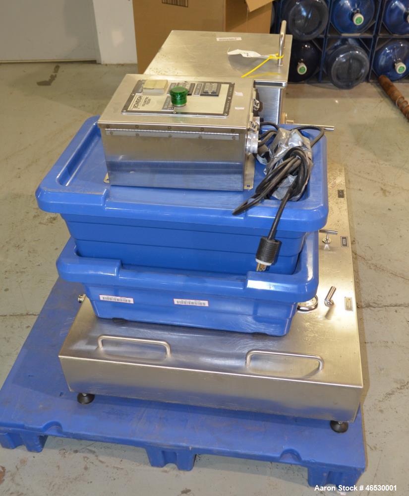 Used Sturtevant SDM4 Micronizer, Stainless Steel. (1) SDM4 table, parts and accessories. (1) Technweigh S5 Volumetric Feeder, 120 Volt, 1 speed, dual drive, digital batch timer, model 5. 1/8hp Motor....