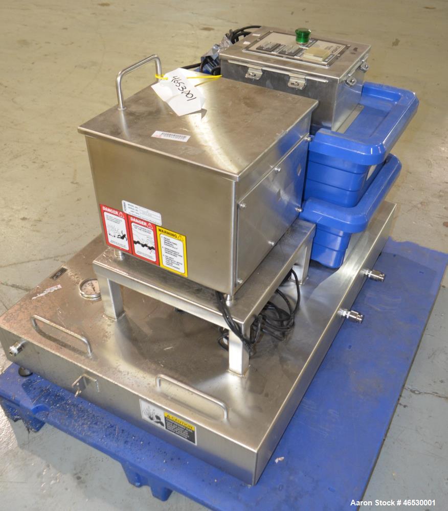 Used Sturtevant SDM4 Micronizer, Stainless Steel. (1) SDM4 table, parts and accessories. (1) Technweigh S5 Volumetric Feeder, 120 Volt, 1 speed, dual drive, digital batch timer, model 5. 1/8hp Motor....