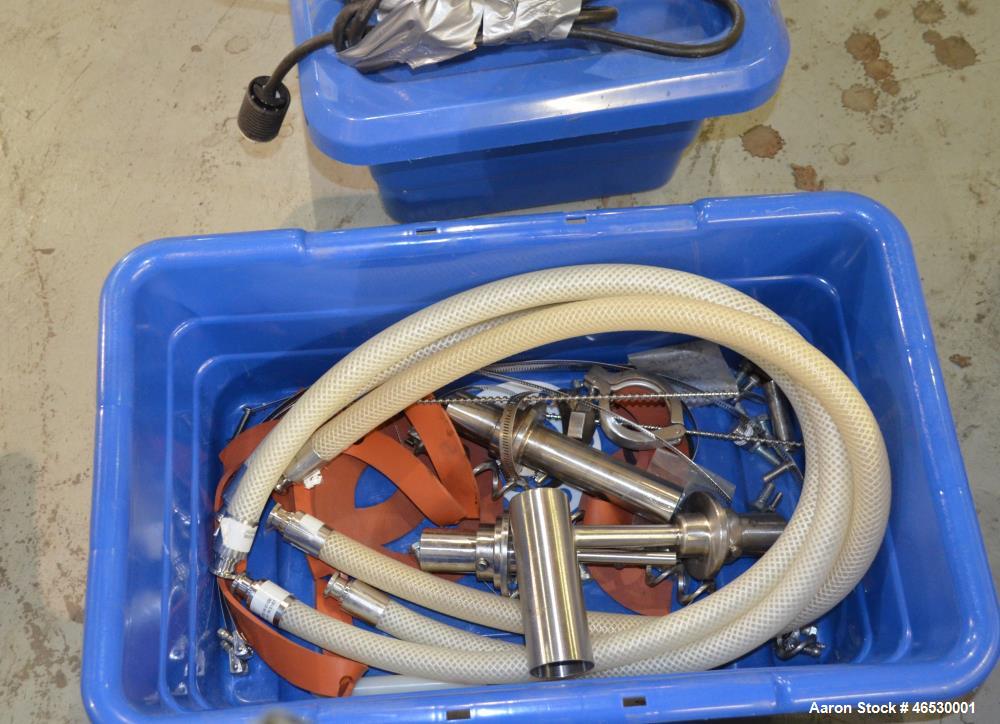 Used Sturtevant SDM4 Micronizer, Stainless Steel. (1) SDM4 table, parts and accessories. (1) Technweigh S5 Volumetric Feeder, 120 Volt, 1 speed, dual drive, digital batch timer, model 5. 1/8hp Motor....
