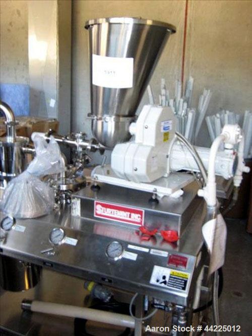 Used Sturtevant Micronizer, Model SSC4. With K-Tron model K2MVT20 feeder, 1/2 hp xp. Cyclone fines collector, on a stainless steel base. Serial #0300702.