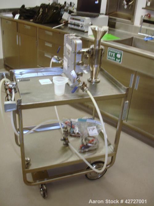 Used Trost 6’’ Jet Mill, Model TX 41585, Stainless Steel. Dual jets on cart with cyclone, serial #71211.