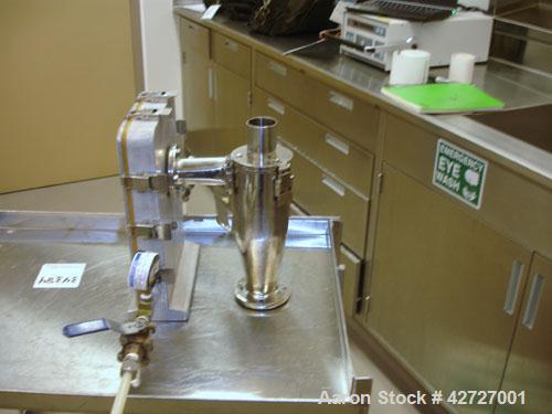 Used Trost 6’’ Jet Mill, Model TX 41585, Stainless Steel. Dual jets on cart with cyclone, serial #71211.