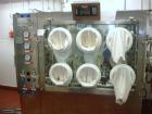 Used Jetpharma Jet Mill, Model MCJETMILL 50, Stainless Steel. Approximately 4’’ diameter. Rated .05-5 kg/hr, batch size 3g-20kg. Unit includes a Ktron twin screw feeder mounted in Isolation Solutions...