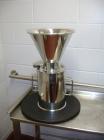 Used Jetpharma Jet Mill, Model MCJETMILL 50, Stainless Steel. Approximately 4’’ diameter. Rated .05-5 kg/hr, batch size 3g-20kg. Unit includes a Ktron twin screw feeder mounted in Isolation Solutions...
