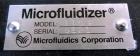 Used Microfluidics Microfluidizer, Model 110F, Stainless Steel. Nominally flow rated 525 ml/minute (water). Rated up to 3000-18000 psi pressure range. Air operated pump with feed hopper and back flus...