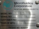 USED: Microfluidics Series Production Microfluidizer, Model M610-100, stainless steel. Electrically driven, dual plunger, hydraulic intensifier pump to pressurize the process stream. Unit designed fo...