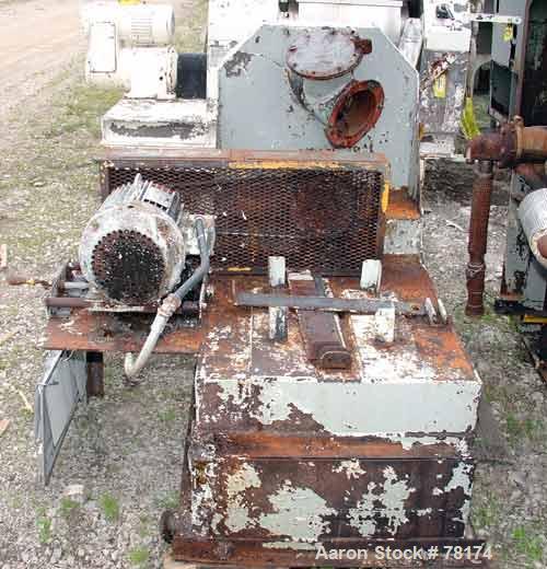 USED: Hammer mill, carbon steel. 19" diameter chamber. (12) 2" wide x1/4" thick swinging hammers. Top feed, bottom discharge. Replaceablescreen, hinged front door. Driven by a 10 hp, 3/60/230/460 vol...