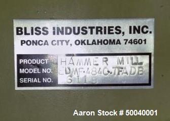 Used- Bliss Industries Dual Base Hammer Mill, Model EDMF-4840-TFADB