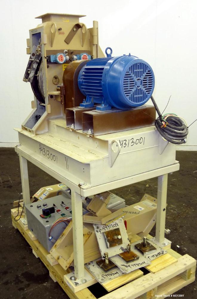 Used Bliss Industries Eliminator Relief Hammer Mill, Model ER-1906-TF, Carbon Steel. 9” x 6” Top feed with chute, bottom discharge. (2) Removable side access doors. Approximately 1/4” thick swinging ...