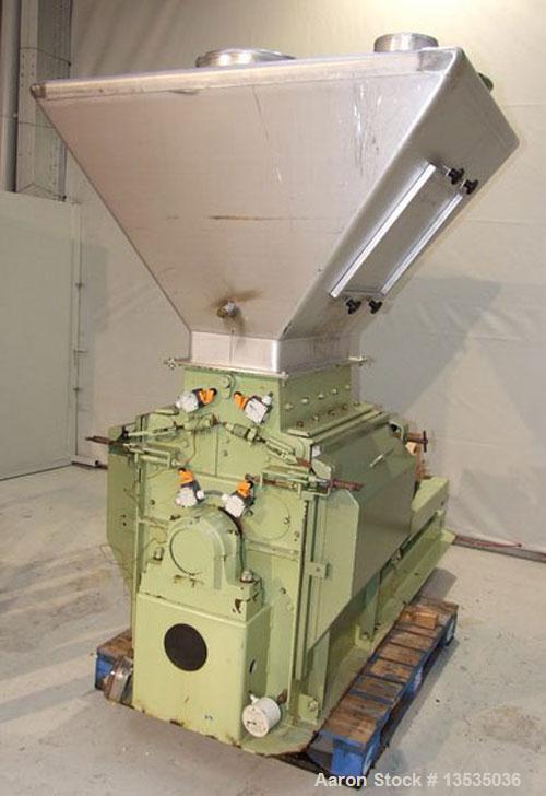 Used-Buhler Hammer Mill, 112 hammers, carbon steel. Rotor diameter 17.7" x 21.65" (450 x 550 mm), opening 23.6" x 11.8" (600...
