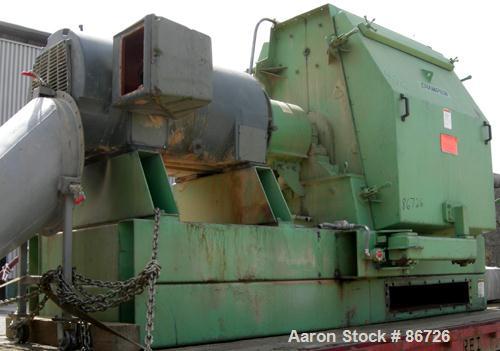 USED: Champion hammermill, model HM54-48, carbon steel. Approximate 54" diameter x 48" wide rotor with (6) rows of (24) 2-1/2" wide x 1/4" thick swing hammers. Teardrop style screen, approximate 7104...
