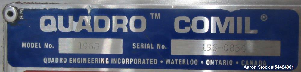 Used Quadro Comil 196S Stainless Steel Cone Mill – 8,000 Lbs/Hour