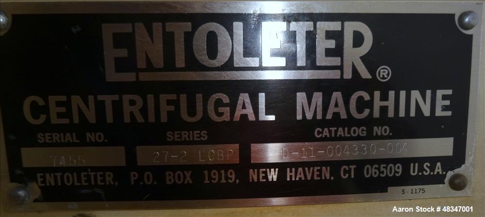 Used Entoleter Centrifugal Impact Mill, Model 27-2 LCBP, Carbon Steel.