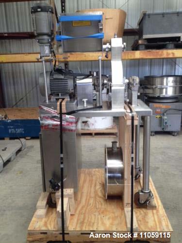Used- Fluid AirImpact / Screening / Hammer Mill, Model 003. Stainless steel. Stainless steel fixed rotor with bars, 4" x 15"...