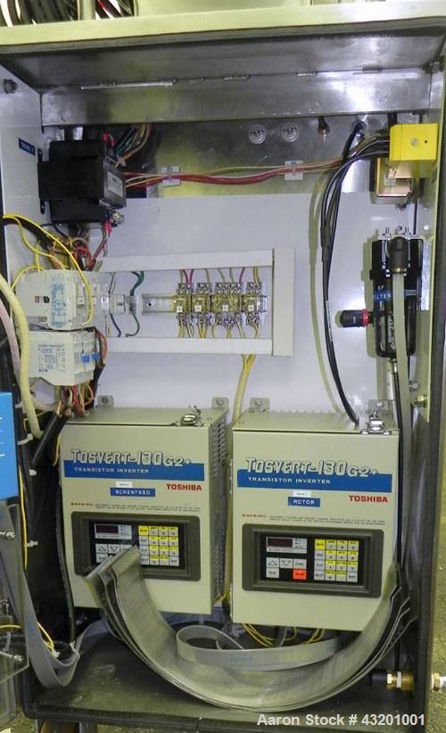 Used Fluid Air Impact/Screening Mill, Model 003, 304 Stainless Steel. 17-4PH Stainless steel fixed rotor with bars, 4’’ x 15’’ cutting chamber with bottom screen. 1-1/2’’ diameter x 15’’ long top scr...
