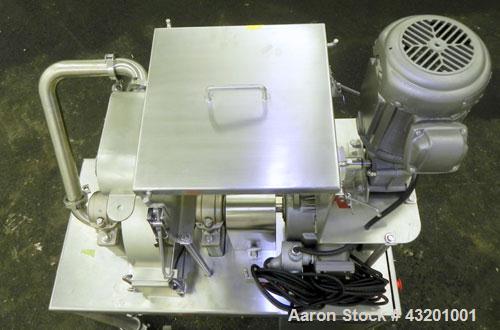 Used Fluid Air Impact/Screening Mill, Model 003, 304 Stainless Steel. 17-4PH Stainless steel fixed rotor with bars, 4’’ x 15’’ cutting chamber with bottom screen. 1-1/2’’ diameter x 15’’ long top scr...