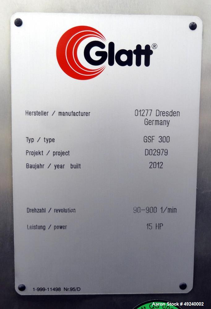 Used Glatt Rotor Cone Mill, Model GSF300, 316 Stainless Steel.