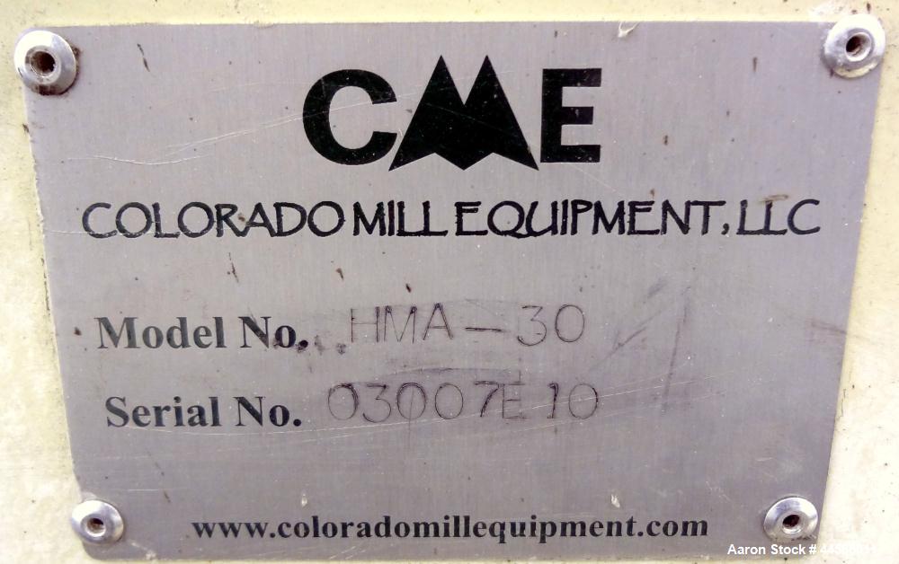Used Colorado Mill Equipment CME Hammer Mill, Model HMA-30, Carbon Steel. Approximate capacity 500-3500 pounds an hour depending on material. 11" Diameter x 12" wide rotor with (24) 2" wide x 3/16" t...