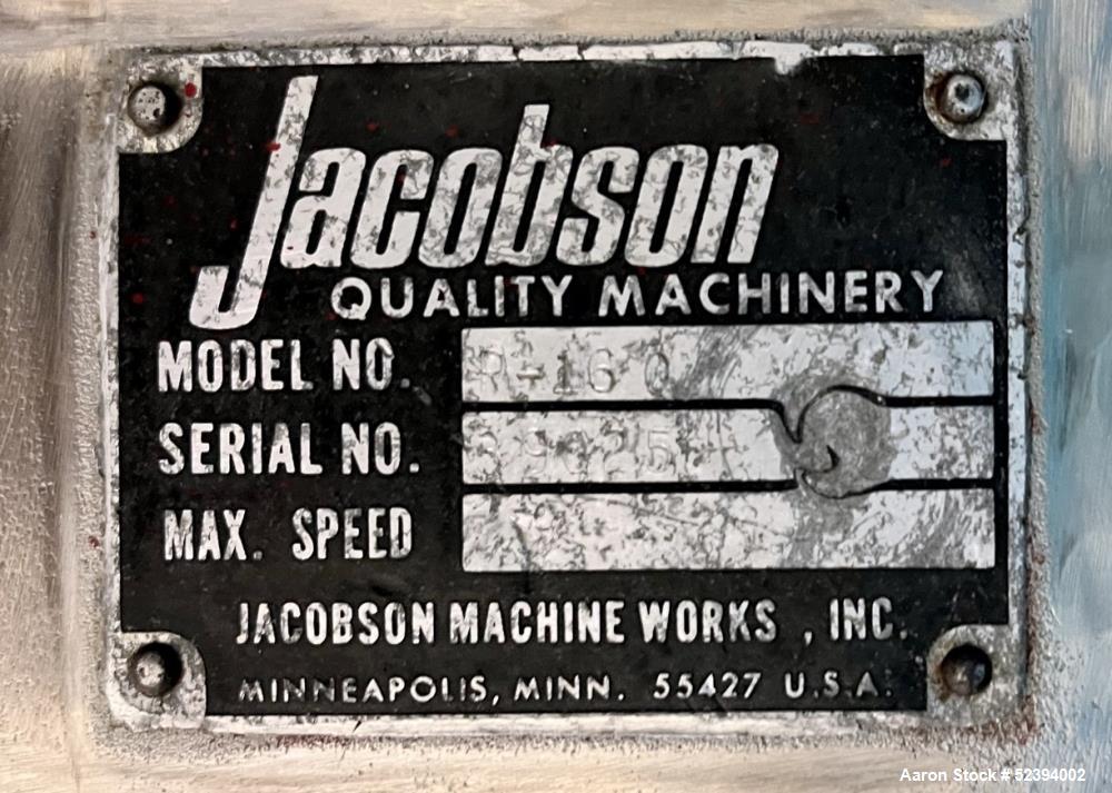 Usado- Rompegrumos Jacobson, modelo P-160. Impulsado por un motor de 5 hp, 3/208-230/460 voltios, 1750 rpm. Orificios de apr...