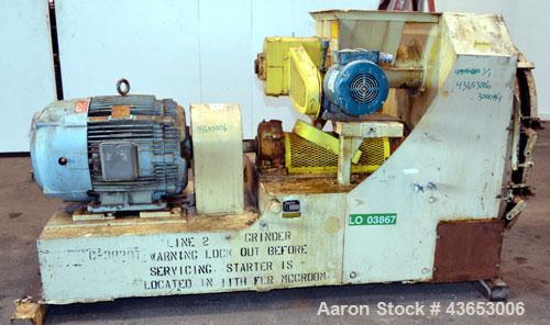 Used Jacobson Series 1 Full Circle Hammermill, Model P-241DFF, Carbon Steel.Approximately 14" diameter x 9" wide rotor with approximately " thick swinging blades.9-1/2" wide teardrop shaped screen, 8...