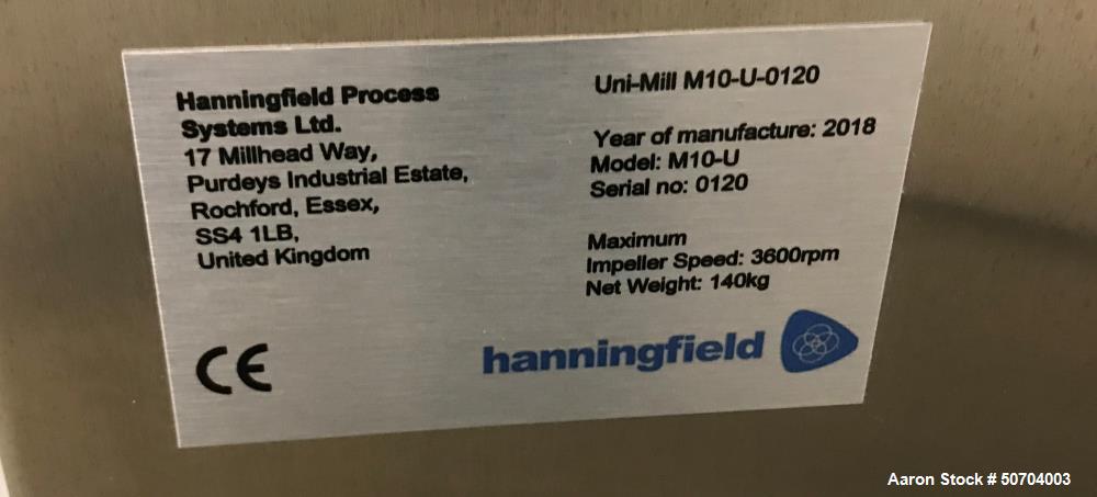 Used- Hanningfield Uni-Mill Conical Mill, Model M05-U