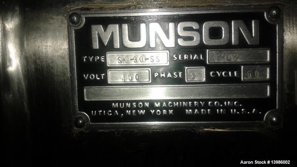 Used Munson Attrition Mill, Model SK-30-SS