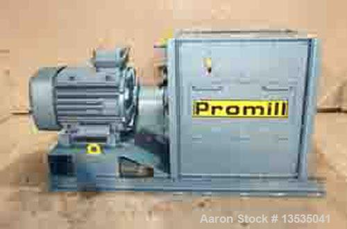 Used Promill HG 83 Hammer Mill, rotor equipped with 48 hammers, main motor 125 hp, 380V/50 hz, 2950 rpm, rotor diameter 28.3 x length 34.2" (720 x 870 mm), opening topped by a rotary distributor with...