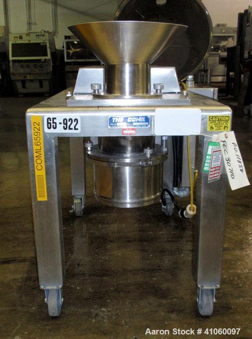 Used Quadro Comil, Model 194S, 316 stainless steel. Approximate 8" diameter impeller with screen, Approximate capacity up to 4000 pounds an hour. Top feed, bottom discharge with swing away discharge ...