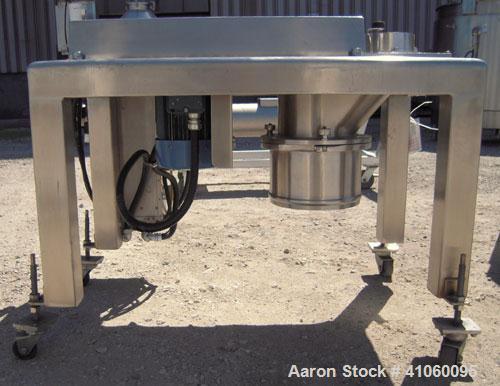 Used Quadro Comil, Model 194S, 316 Stainless Steel. Approximate 8" diameter impeller no screen, approximate capacity up to 4000 pounds an hour. Top feed, bottom discharge with swing away discharge sh...