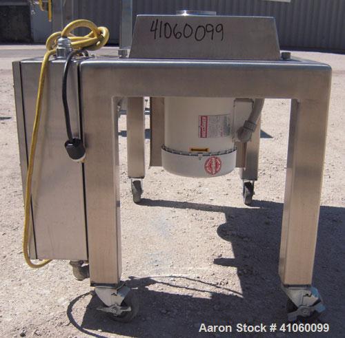 Used Quadro Comil, Model 194S, 316 Stainless Steel. Approximate 8" diameter impeller screen, approximate 1/8" diameter screen holes. Approximate capacity up to 4000 pounds an hour. Top feed, bottom d...