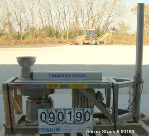 Used Quadro Comil, Model 196 Ultra, 316 stainless steel. Approximate 12" diameter screen, approximate capacity up to 8000 pounds an hour, 11 3/4" tri clamp top feed. Driven by a 10 HP, 3/15-60/230/46...