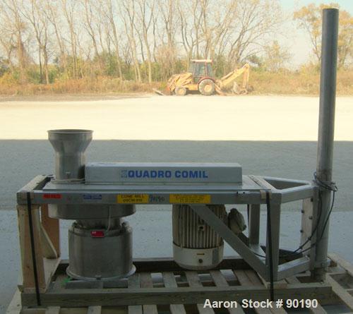 Used Quadro Comil, Model 196 Ultra, 316 stainless steel. Approximate 12" diameter screen, approximate capacity up to 8000 pounds an hour, 11 3/4" tri clamp top feed. Driven by a 10 HP, 3/15-60/230/46...