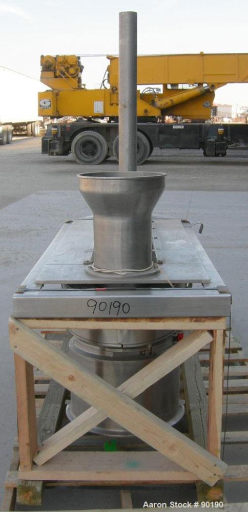 Used Quadro Comil, Model 196 Ultra, 316 stainless steel. Approximate 12" diameter screen, approximate capacity up to 8000 pounds an hour, 11 3/4" tri clamp top feed. Driven by a 10 HP, 3/15-60/230/46...