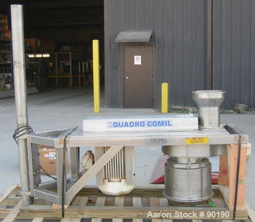 Used Quadro Comil, Model 196 Ultra, 316 stainless steel. Approximate 12" diameter screen, approximate capacity up to 8000 pounds an hour, 11 3/4" tri clamp top feed. Driven by a 10 HP, 3/15-60/230/46...