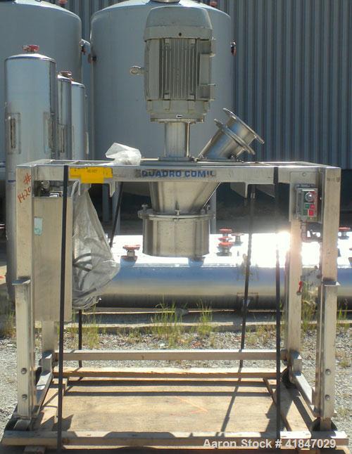 Used Quadro Comil, Model 196, 316 Stainless Steel. Requires an approximate 12" diameter screen.  Approximate capacity up to 8000 pounds an hour. Top feed, bottom discharge. Includes beater bar. Drive...