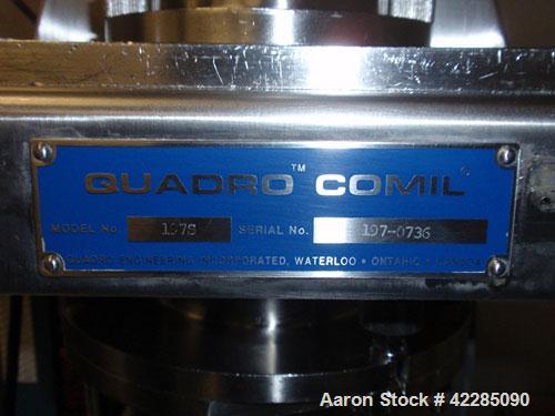 Used Quadro Comil, Model 197S. Stainless steel construction, on base with beater, 1HP, 90 volt DC motor with controller, serial# 197-0736.