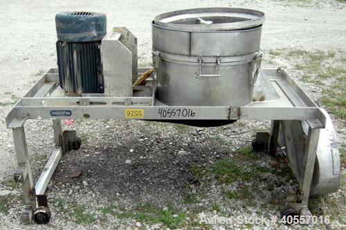 Used Quadro Comil, model 198S, 304 stainless steel. Approximate 24" diameter x 12" deep chamber with bar, no screen. Approximate capacity up to 16,000 pounds an hour. Driven by a 20 hp, 3/60/575 volt...