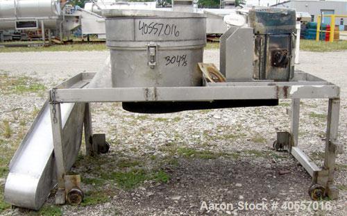 Used Quadro Comil, model 198S, 304 stainless steel. Approximate 24" diameter x 12" deep chamber with bar, no screen. Approximate capacity up to 16,000 pounds an hour. Driven by a 20 hp, 3/60/575 volt...