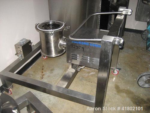 Used Quadro Comil, Model U20, Stainless Steel. Approximate capacity up to 4250 pounds an hour. Top feed, bottom discharge. Driven by an approximate 5 hp motor. Mounted on stainless steel frame with c...